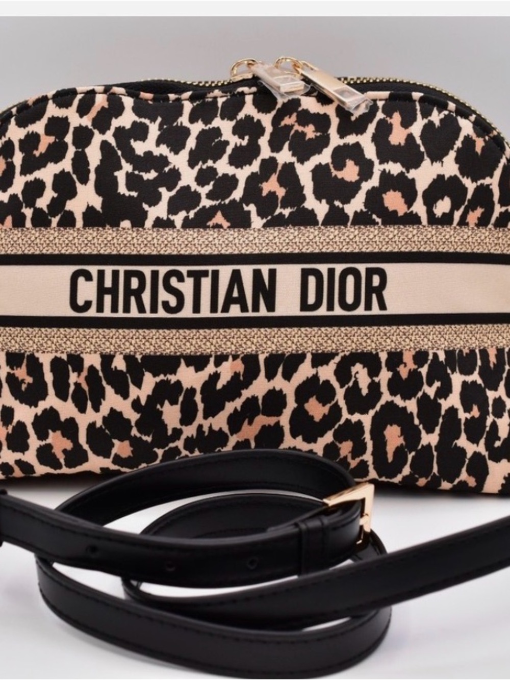 Dior Leopard Print Cosmetic Case in Beige and Black